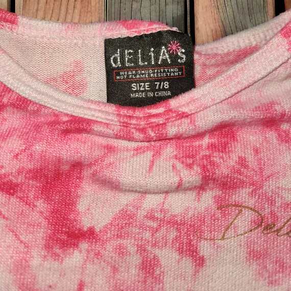 Vintage 90s Y2K Delia's Pink Butterfly Tie Dye T … - image 5
