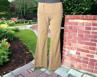 Vintage jaren '90 Charlotte Russe Kaki Bruine Stretch Micro Corduroy Bootcut Broek