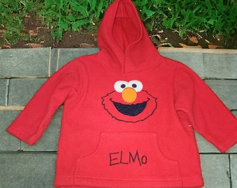 Vintage Sesame Street Red Elmo Hoodie Pullover Shirt Size 24 Months