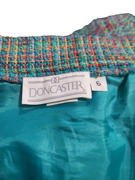 Vintage 80s Doncaster Blue Rainbow Tweed Secretar… - image 5