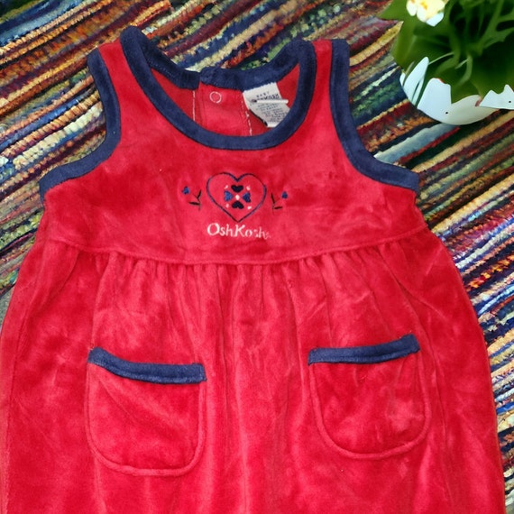 Vintage 90s Baby Oshkosh Velour One Piece Romper … - image 2