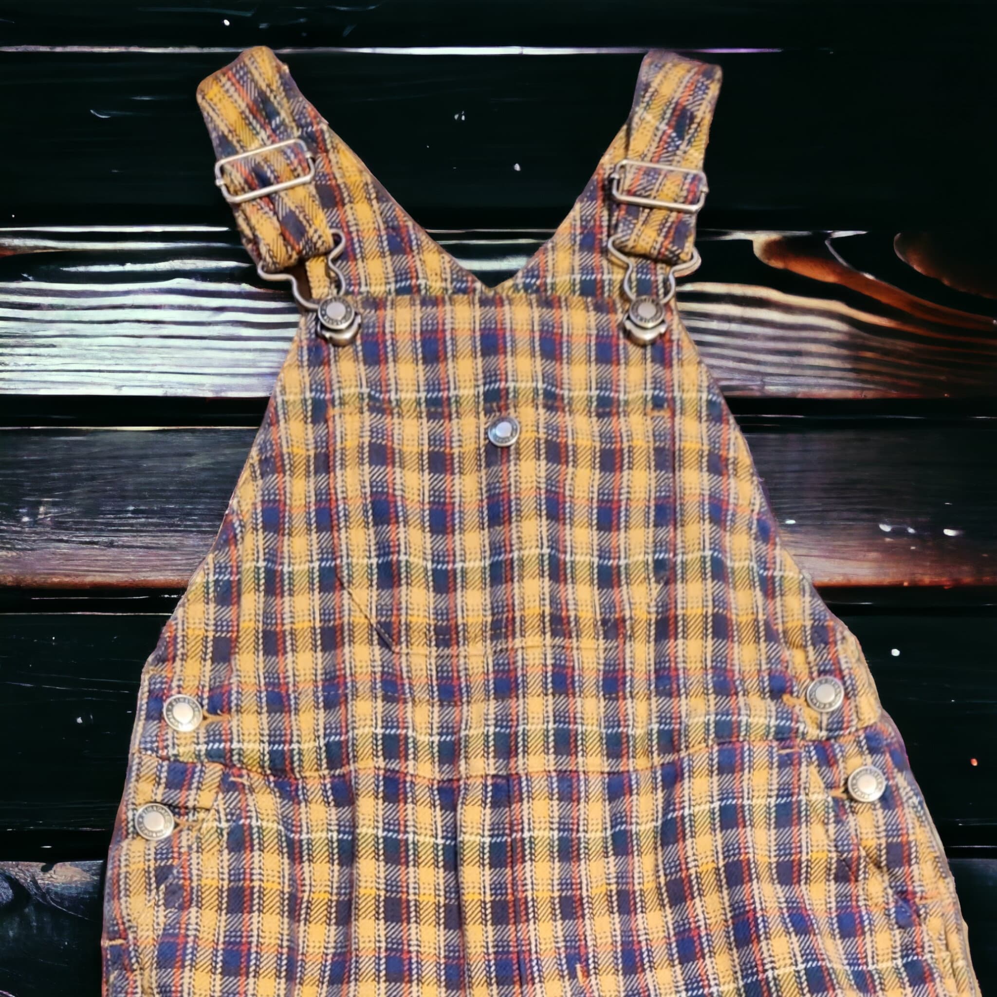 Vintage 90s Gymboree Cotton Flannel Plaid Bib Overalls 2T Rainbow Tag  Unisex XS 