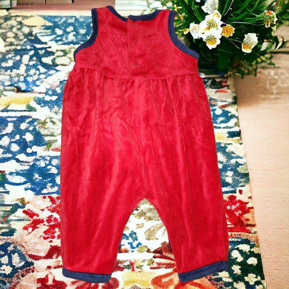 Vintage 90s Baby Oshkosh Velour One Piece Romper … - image 3