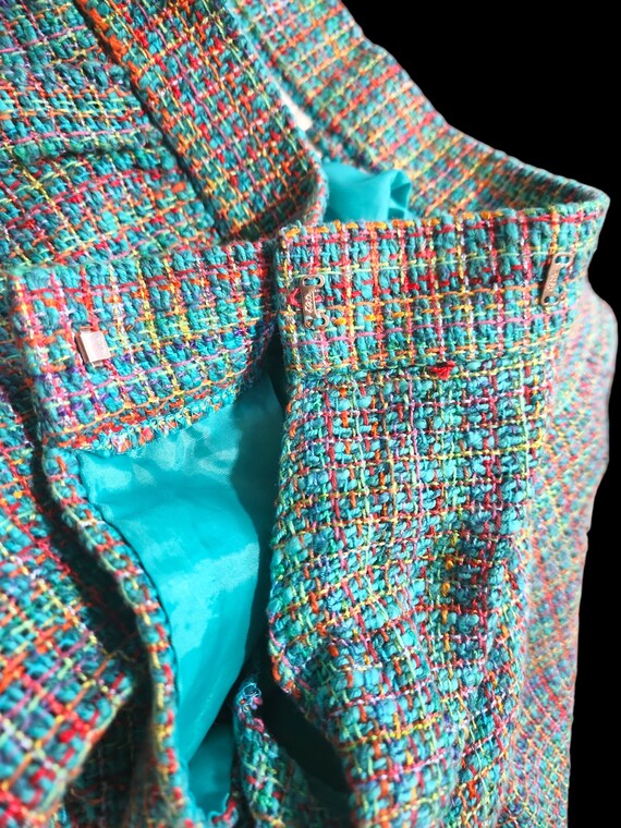 Vintage 80s Doncaster Blue Rainbow Tweed Secretar… - image 4