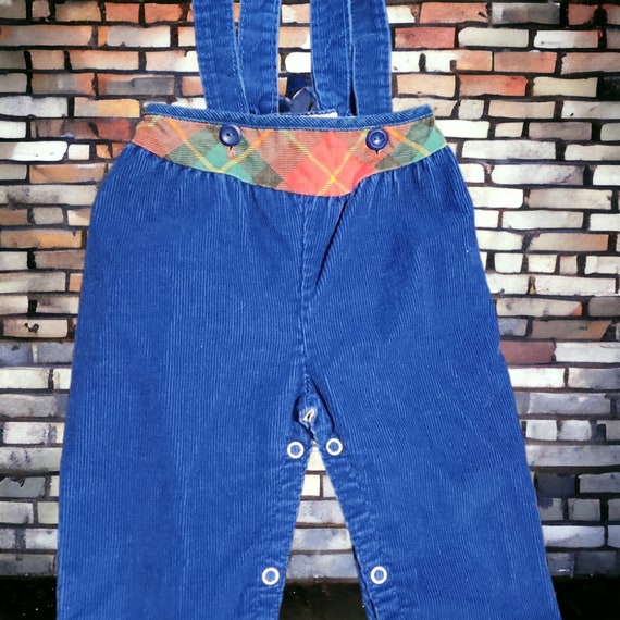 Vintage 80s Blue Corduroy Overalls Toddler 18 Mon… - image 3