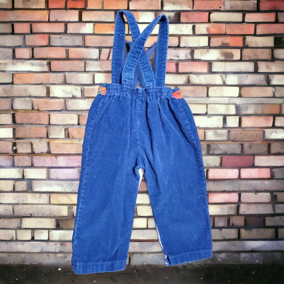 Vintage 80s Blue Corduroy Overalls Toddler 18 Mon… - image 2