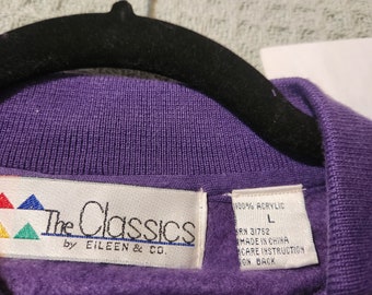 Vintage 90s Argyle Knit Collared Sweatshirt Large Holiday Geek Grandma