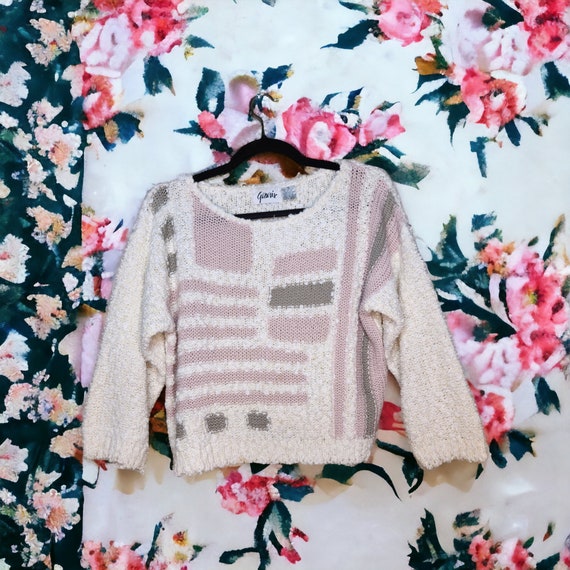 Vintage 80s 90s Genesis Barbiecore Cropped Sweater