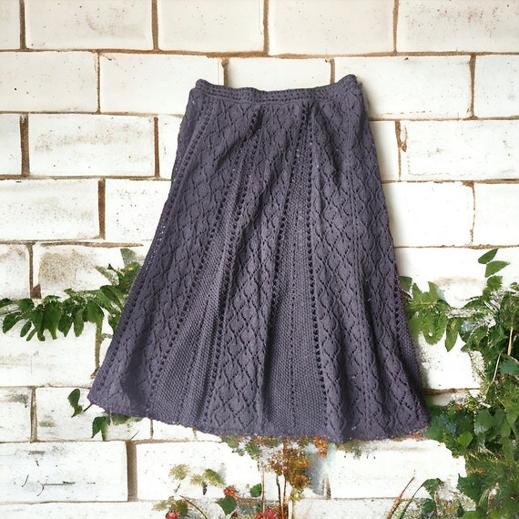 Vintage 90s Black Crochet Sheer Swimsuit Cover Sk… - image 1