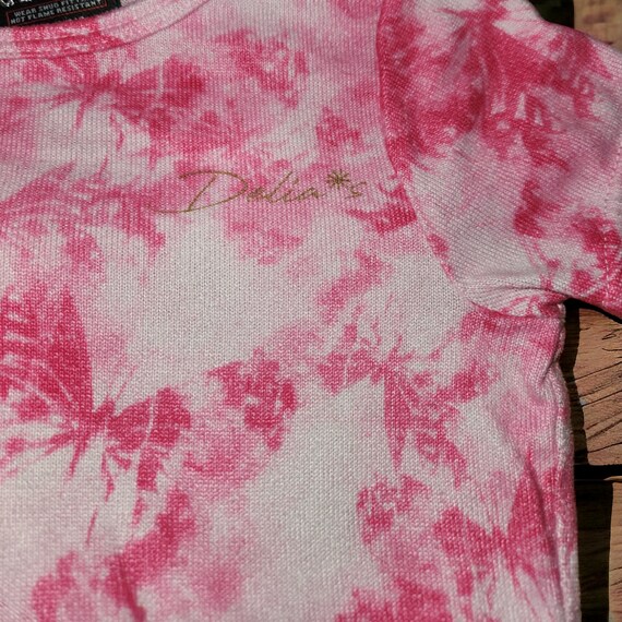 Vintage 90s Y2K Delia's Pink Butterfly Tie Dye T … - image 2
