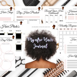Afro hair jornal detangle curly hair guide Weekly Haircare Guide przewodnik dla początkujących po włosach Afro Hair Planner dla zdrowych włosów zapracowana mama pielęgnacja włosów