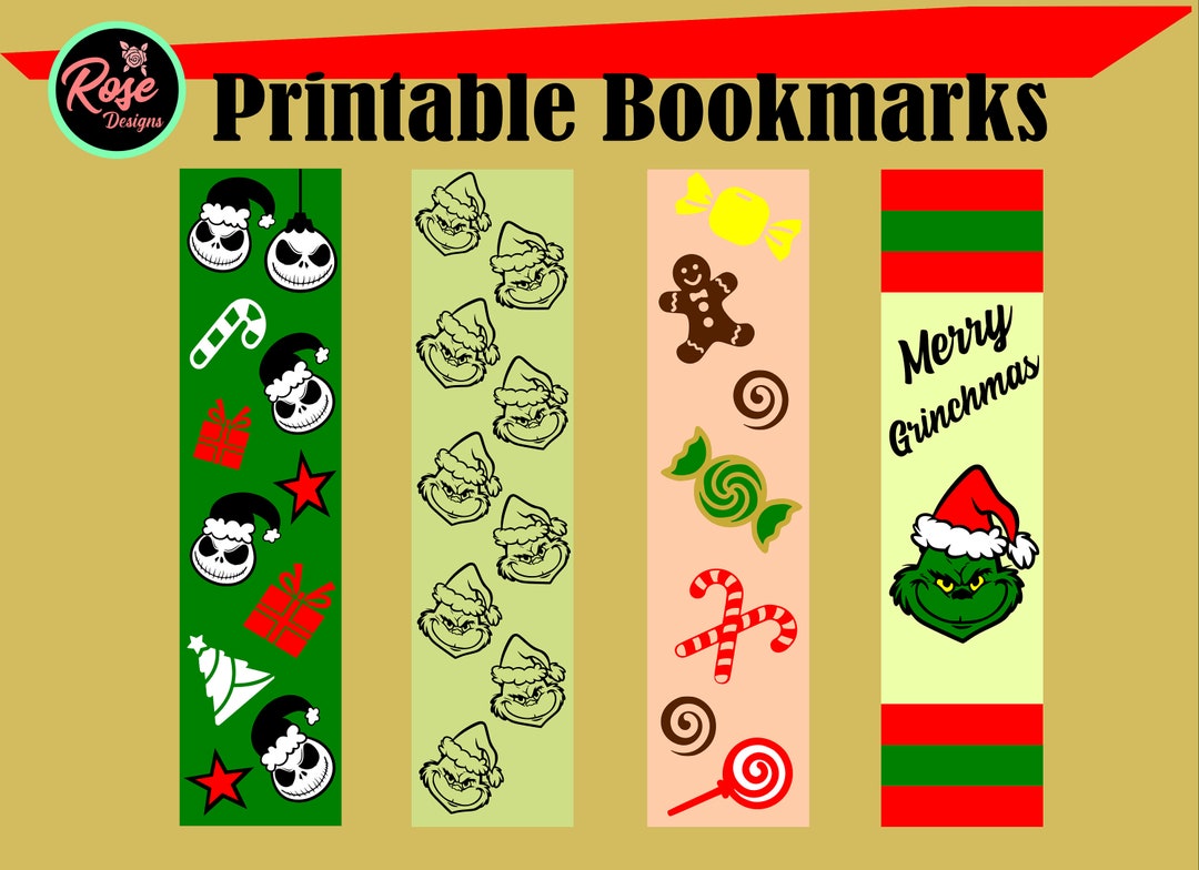 Grinch Svgprintable Bookmarks Templatedigital Bookmark Etsy