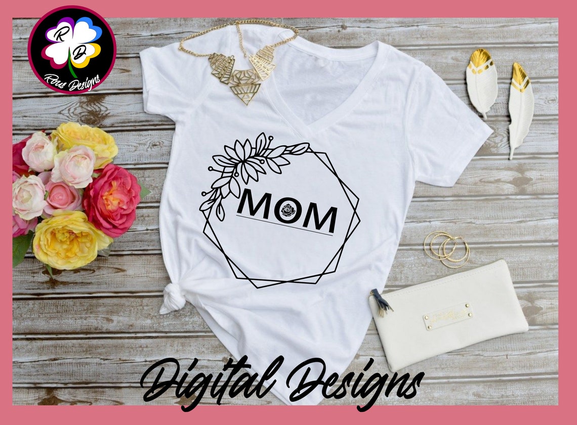 Download Mom floral hexagon svg Mothers day modern svgMama clipart ...