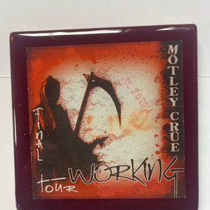 MOTLEY CRUE Hand Painted Tile Coaster with Genuine Motley Crue Artist Working Pass