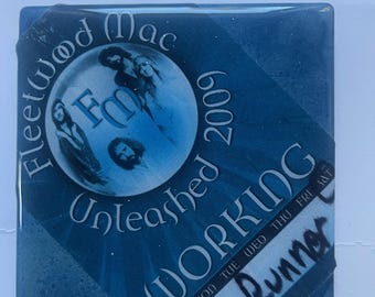 FLEETWOOD MAC Hand Painted Tile Coaster with Genuine Fleetwood Mac Artist Working Pass