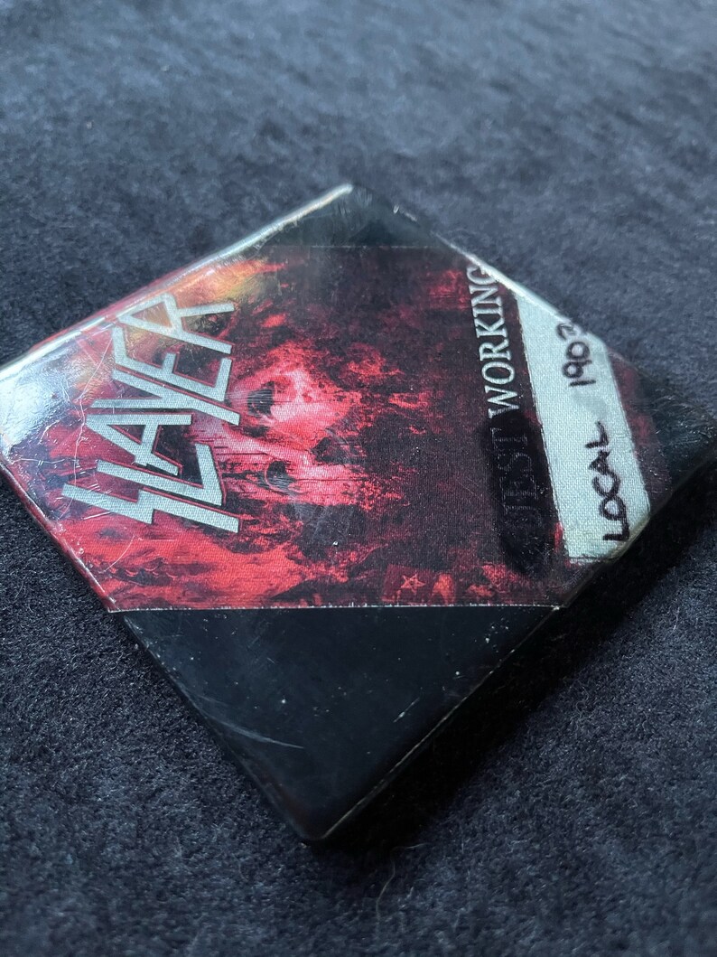 Rare SLAYER Hand Painted Tile Coaster with Genuine Slayer Artist Working Pass