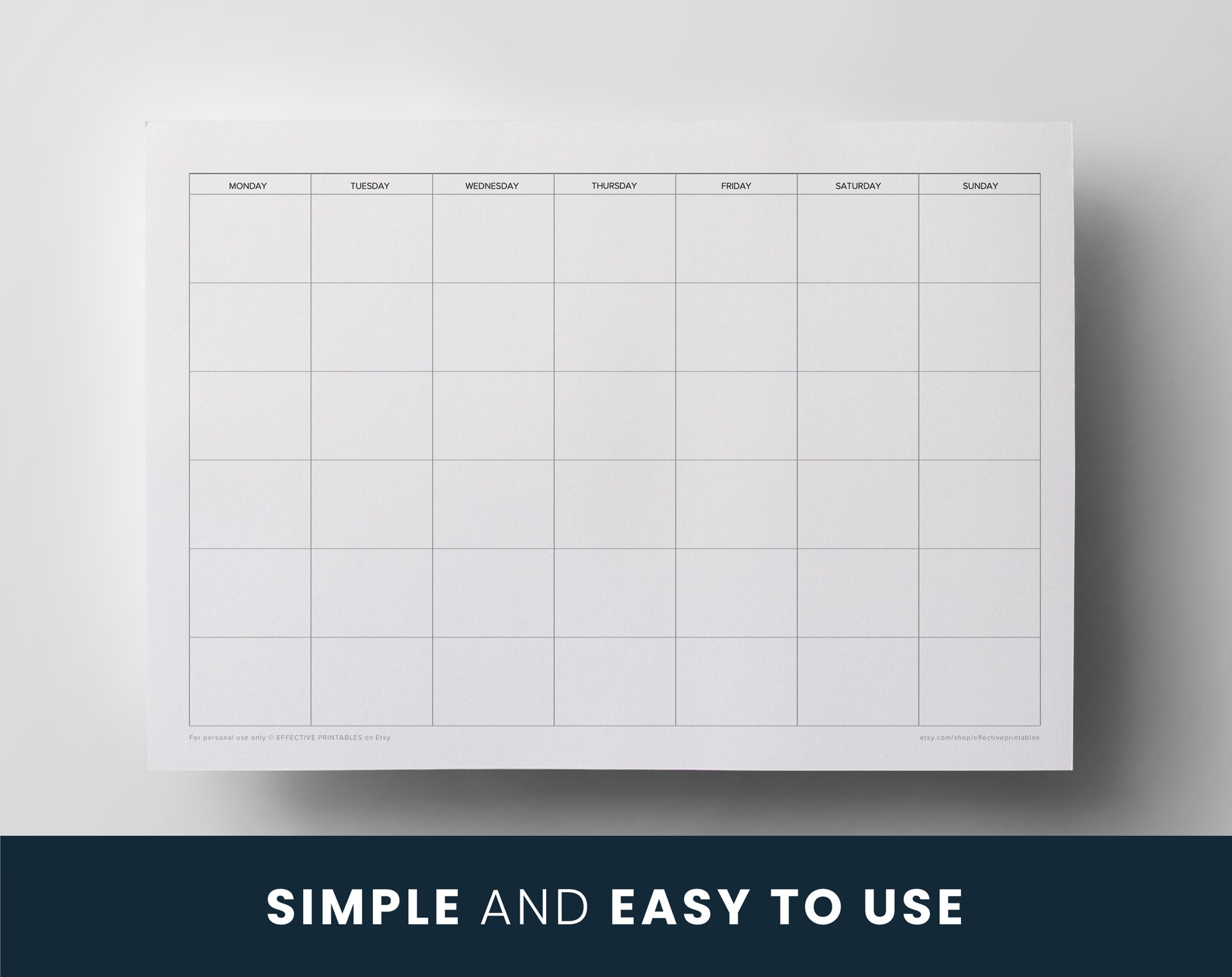 Monthly Planner Printable Half Size, A5, Letter Size, A4 Calendar ...