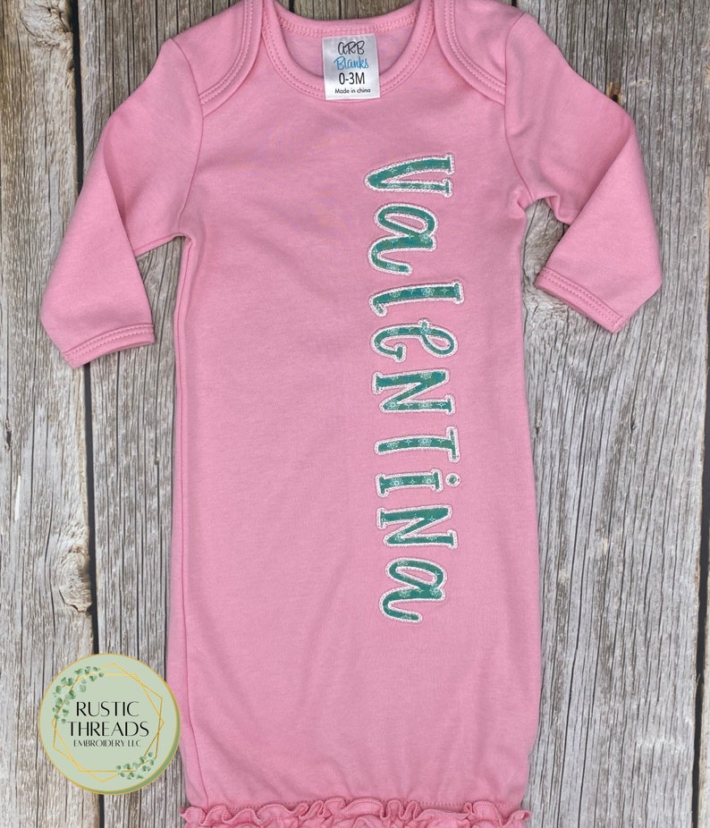 Applique Name Gown Coming Home Outfit Personalized Baby Etsy