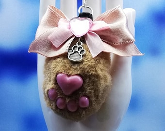 SCENTED Natural Brown and Pink MINI Cat Paw Keychain | Nekomimi Kemonomimi | Kawaii Cute