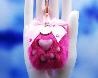 SCENTED MINI Pink Magenta Cat Paw Keychain | Nekomimi Kemonomimi | Kawaii Cute