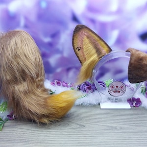 Brown Puppy Ears and Tail | Affordable | Faux Fur Cosplay Animal ears | Nekomimi Kemonomimi