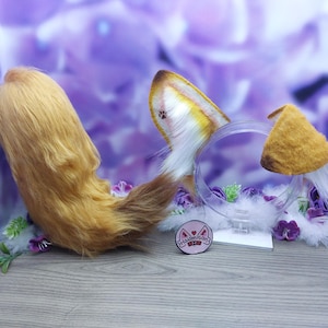 Blonde Brown Natural Puppy Ears and Tail | Faux Fur Cosplay Animal ears ! Nekomimi Kemonomimi