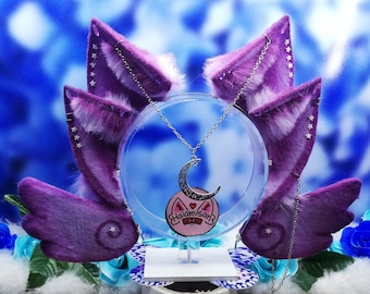 Purple Moon Alien Angel Triple Ears | Glow in the Dark stars | Cosplay Costume | Kemonomimi Nekomimi
