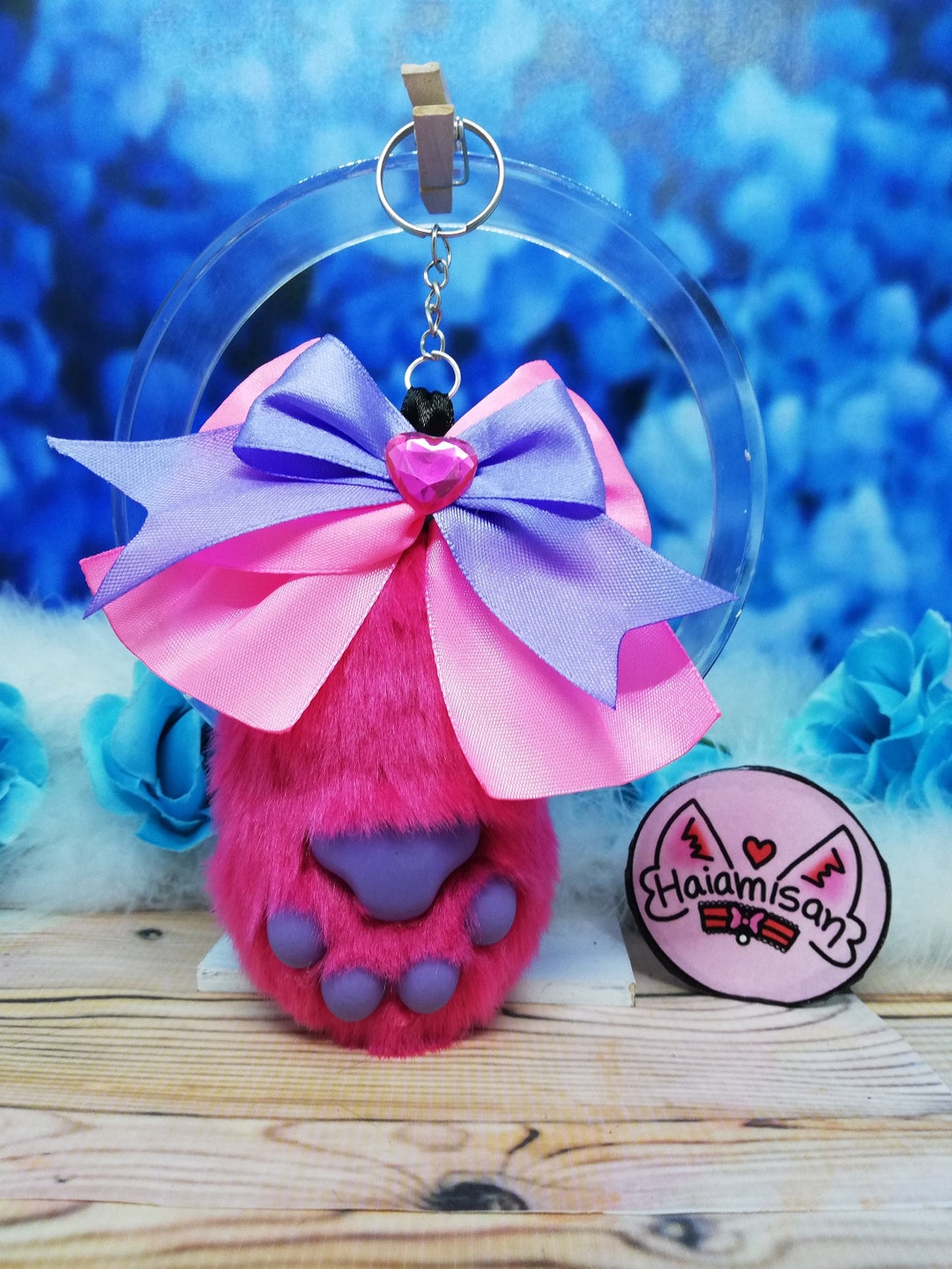 Pink and Purple Kawaii Cat Paw Toe Bean Keychain Etsy