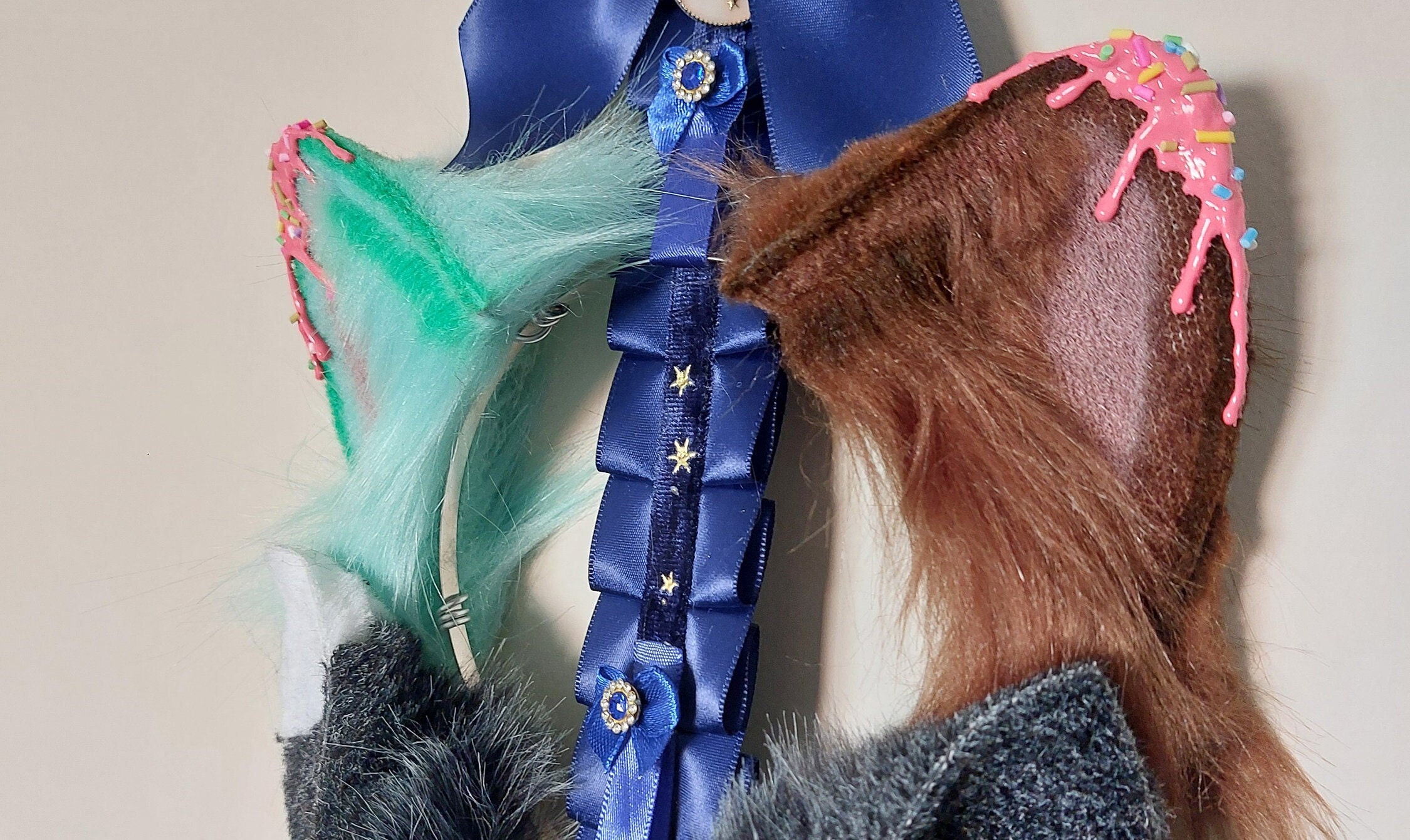Chocolate Mint Candy Dripping Cat Ears Mismatched | Nekomimi 