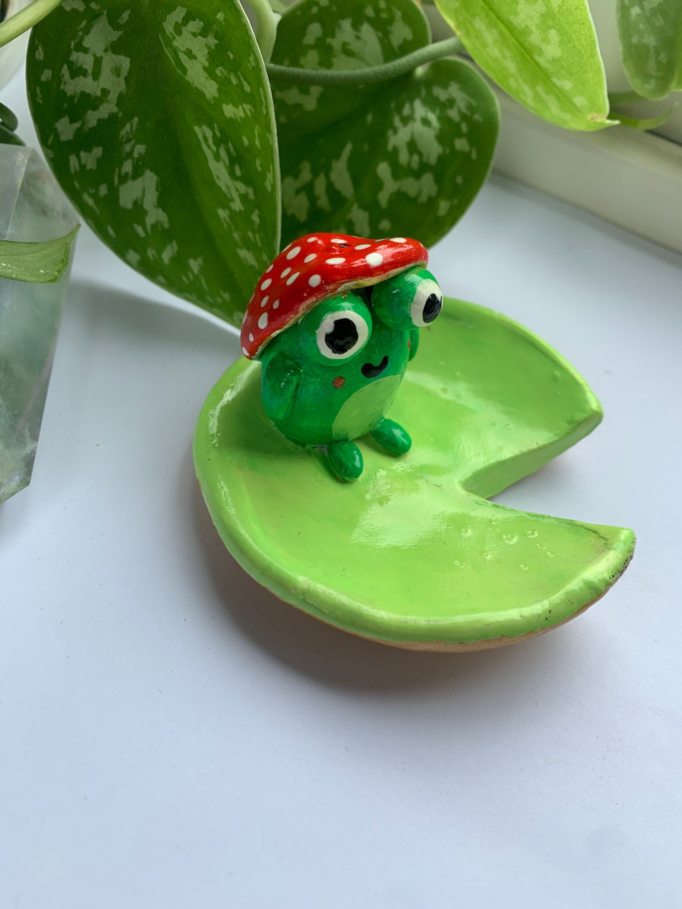 Clay frog incense holder / burner and trinket dish / tray Etsy