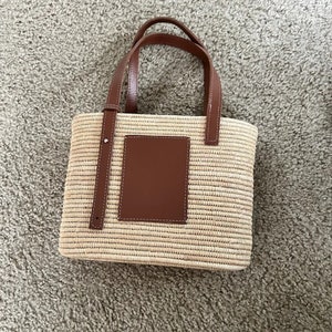 FRENCH BASKET raffia bag with leather handles, beach bag, straw bag, luxury bag