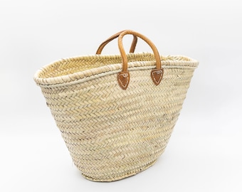 French Shopping Basket, Moroccan Basket, Straw Basket, straw tote bag, beach bag, market basket, wicker basket with handle, wicker basket