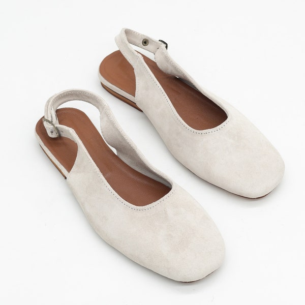 Leather Ballet Flats | Suede Mary Jane Flats | Women Mary Jane Shoes | Ladies Square Toe Sandals | Ballerina Flats | Low Heel Dress Shoes