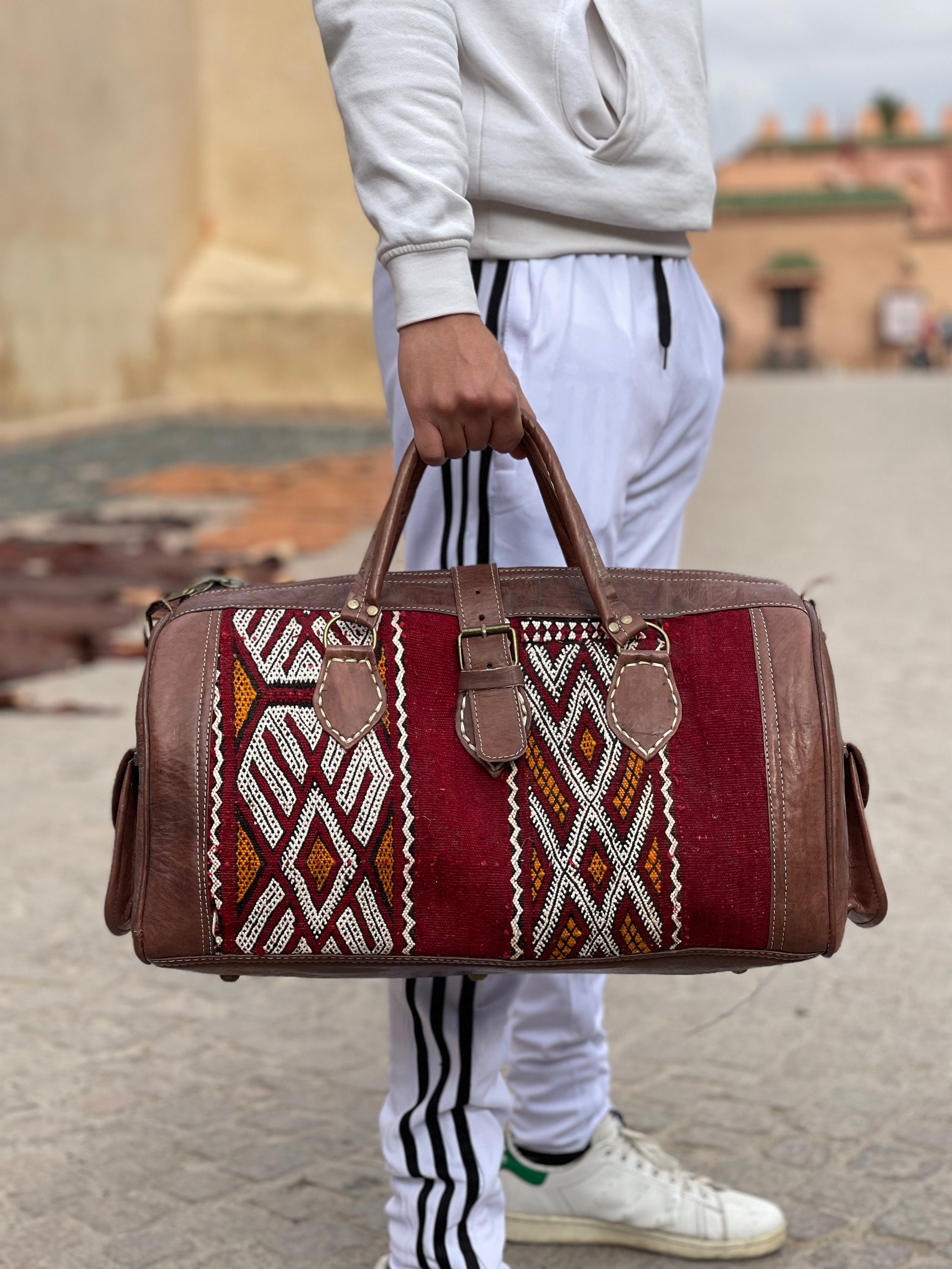 Moroccan Leather Bag: Red
