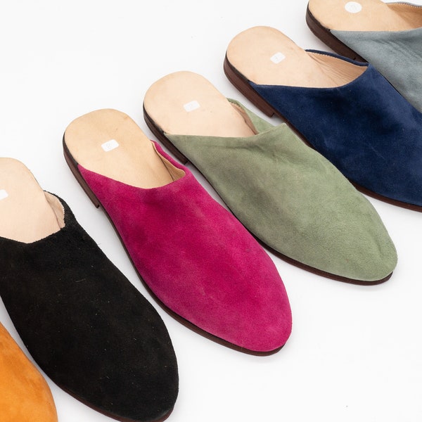 Comfortabele damesbaboucheschoen || Suède muiltjes || Loafers Damesmuiltjes en klompen || Babouche-slippers voor dames || Marokkaanse babouche