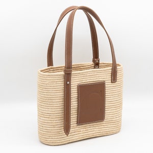 FRENCH BASKET raffia bag with leather handles, beach bag, straw bag, luxury bag