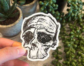 Waterproof Resistant Skeleton Skull Head Sticker | Laptop, Water Bottle, Car Sticker Decal,