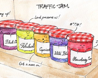 TRAFFIC JAM | A6 Greetings Card | Vicky's Scribbles