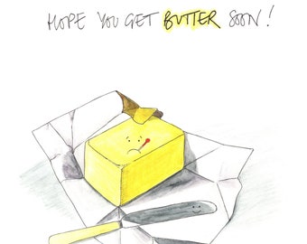 GET BUTTER SOON | A6 Get Well Soon Card | Vicky es Scribbles