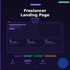 Plantilla HTML para páginas de destino para autónomos: plantilla web adaptable, diseño web moderno, fácil de personalizar.