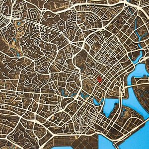 Mapa de Singapur personalizado cortado con láser en madera, arte de pared personalizable, arte de pared para el hogar personalizado, inauguración de la casa del agente inmobiliario, quinto aniversario personalizado