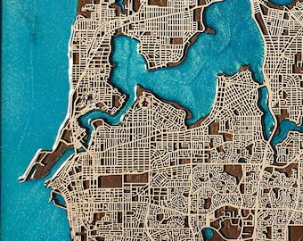 Personalized Wood and Resin Map: Custom Laser Cut Location Art