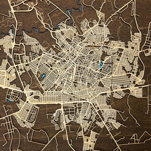 Carte en bois personnalisée de n'importe quelle ville du monde, emplacement de la ville personnalisé, décoration murale unique, carte de la ville d'Uberaba encadrée pour pendaison de crémaillère