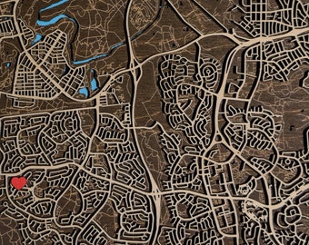 Custom Laser Cut Wood Map: Personalized City Map Art