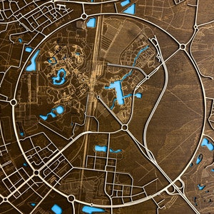 Carte en bois personnalisée de n'importe quelle ville découpée au laser, cadeau personnalisé, décoration d'intérieur de ville, Disneyland Paris, carte en bois, cadeau de Noël, décoration murale