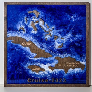 Carte en bois personnalisée Carte en bois personnalisée Nom personnalisé Emplacement Décoration d'intérieur Cadeau d'anniversaire de pendaison de crémaillère Carte de l'île avec résine époxy peinte