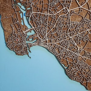 Mapa de madera personalizado, Mapa de la ciudad de madera, Mapa de madera francés, Mapa de madera de Francia, Mapa de la ciudad de Les sables d'Olonnes Regalo de San Valentín para él