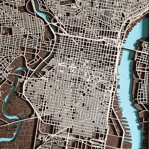 Mapa de madera personalizado con elementos cortados a láser, nombre personalizado, ubicación, ciudad, decoración del hogar, regalo de inauguración de la casa para el quinto aniversario.