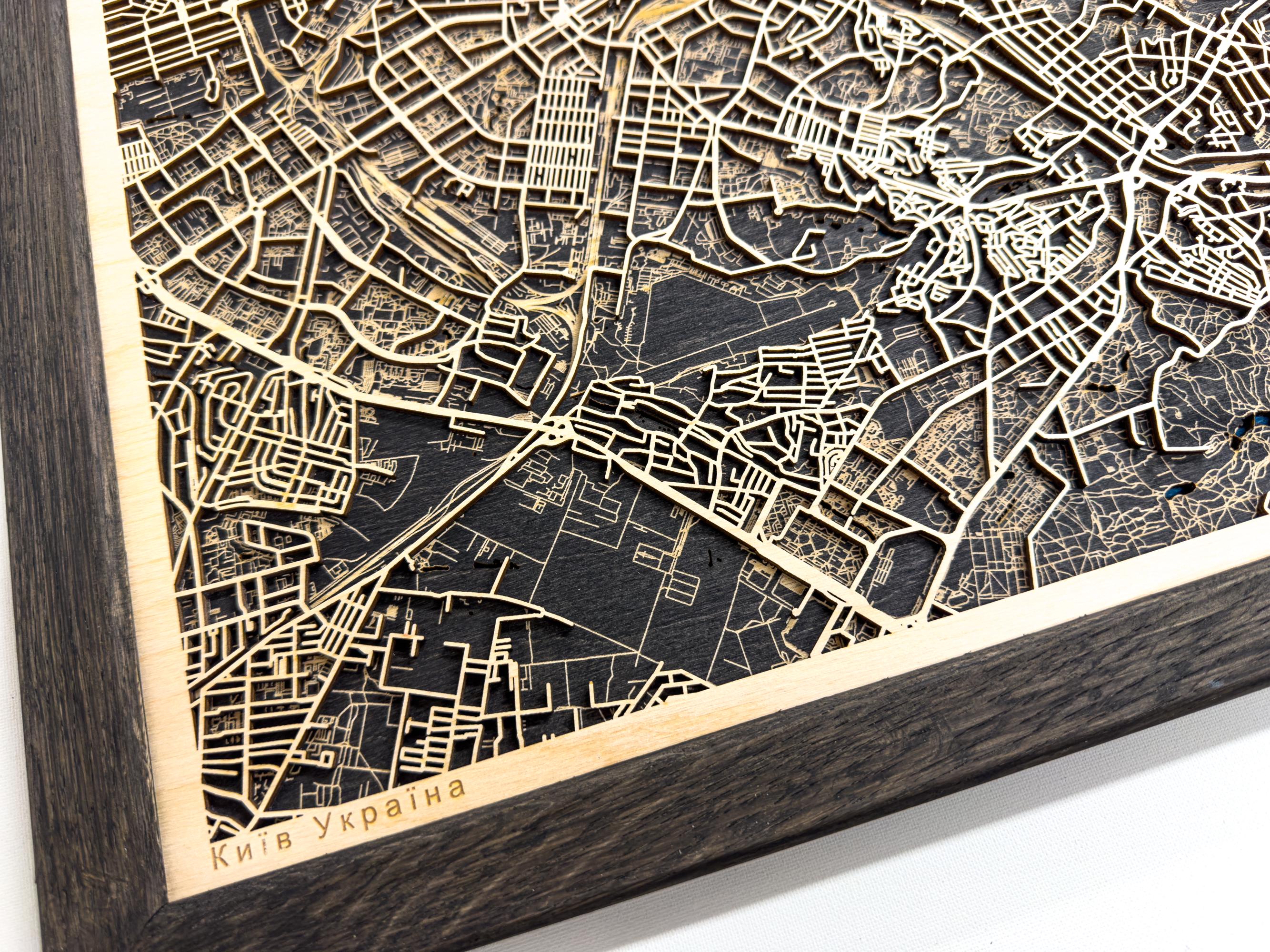 Custom Wooden Map for Any City, Personalized Name Location Town, City ...