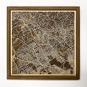 Plan de la ville en bois personnalisé, nom personnalisé de l'emplacement de la ville, décoration d'intérieur de ville, encadrement de pendaison de crémaillère pour agent immobilier Haverford Township, Philadelphie